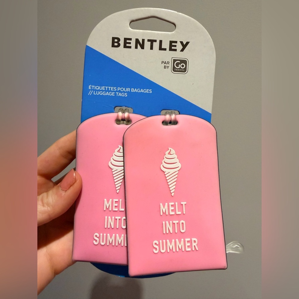 BENTLEY Luggage Tags Melt Into Summer Set Of Two Pink BRAND NEW